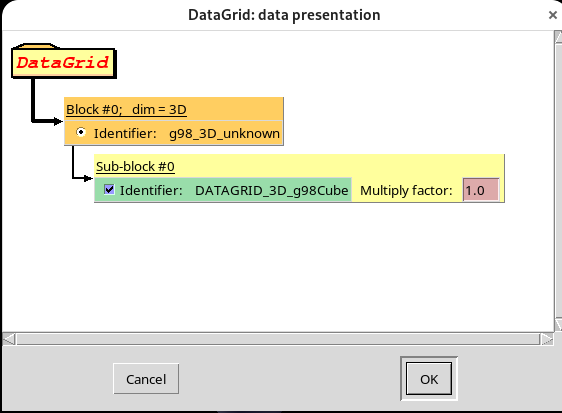 Data Grid Menü in XCrysDen