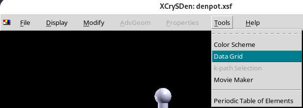 Tools Menü in XCrysDen
